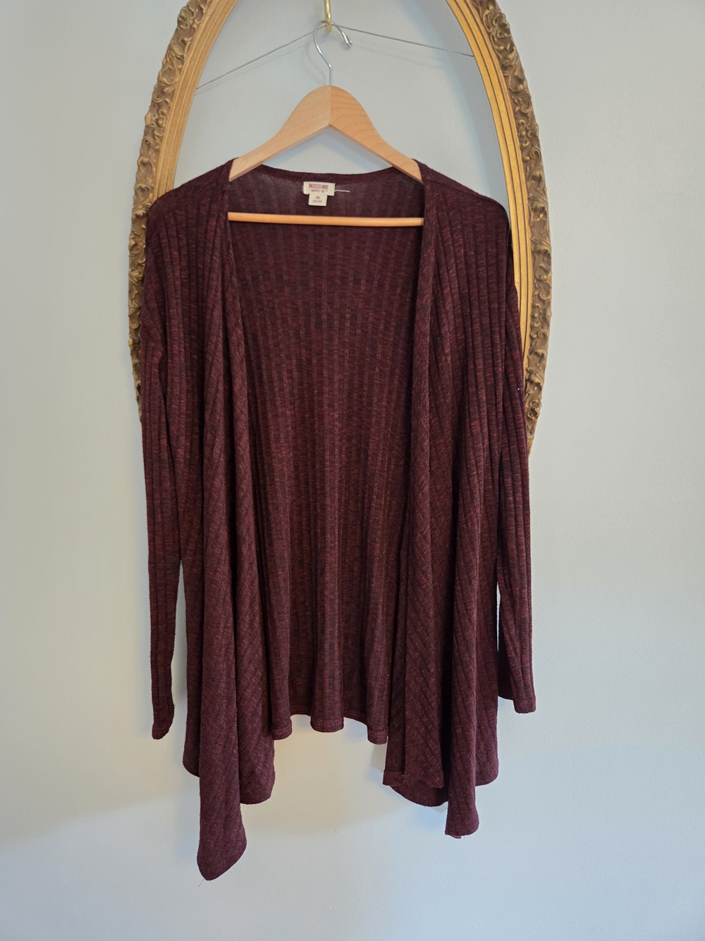 Mossimo Supply Co. Open-Front Ribbed Cardigan - Burgundy